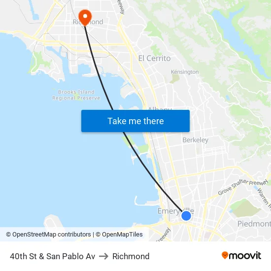 40th St & San Pablo Av to Richmond map