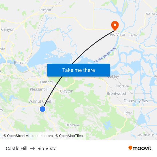 Castle Hill to Rio Vista map