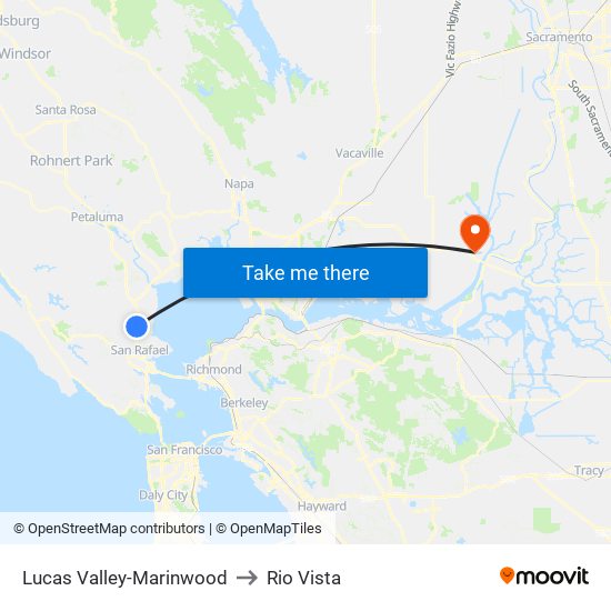 Lucas Valley-Marinwood to Rio Vista map