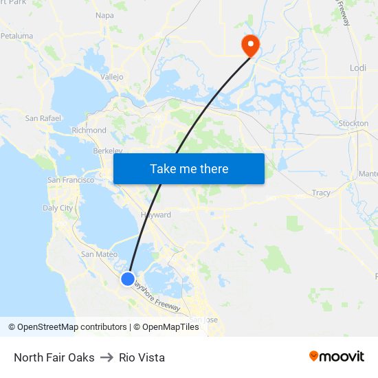 North Fair Oaks to Rio Vista map