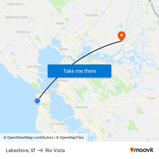 Lakeshore, Sf to Rio Vista map