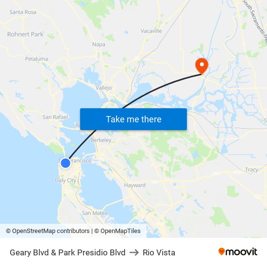 Geary Blvd & Park Presidio Blvd to Rio Vista map