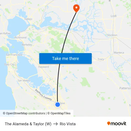 The Alameda & Taylor (W) to Rio Vista map