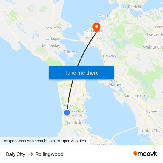 Daly City to Rollingwood map