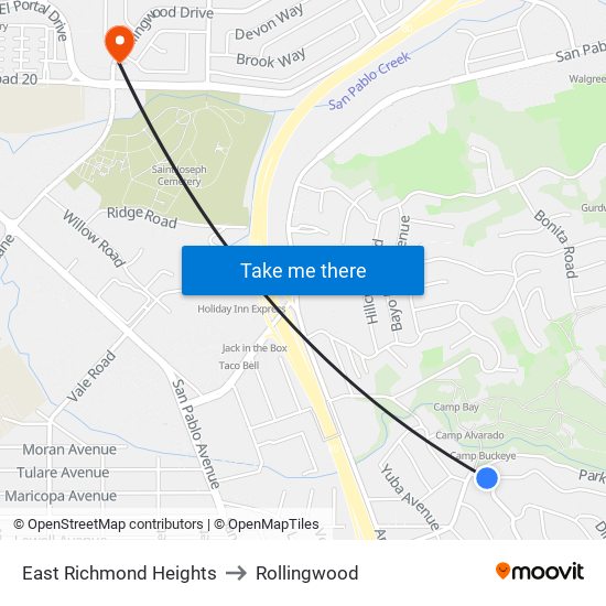 East Richmond Heights to Rollingwood map