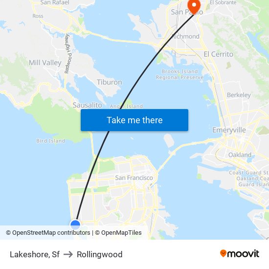 Lakeshore, Sf to Rollingwood map