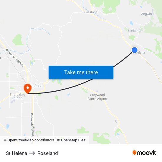 St Helena to Roseland map