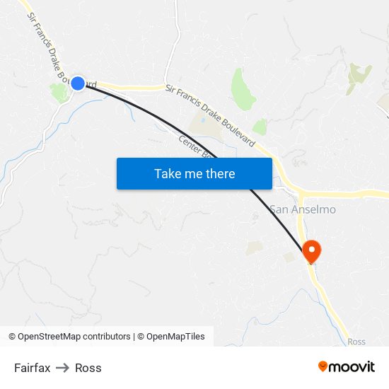 Fairfax to Ross map