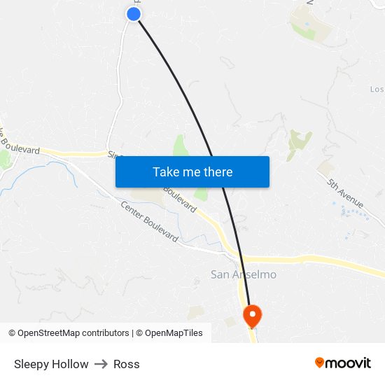 Sleepy Hollow to Ross map