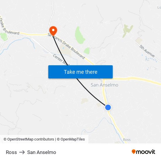 Ross to San Anselmo map