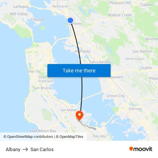 Albany to San Carlos map