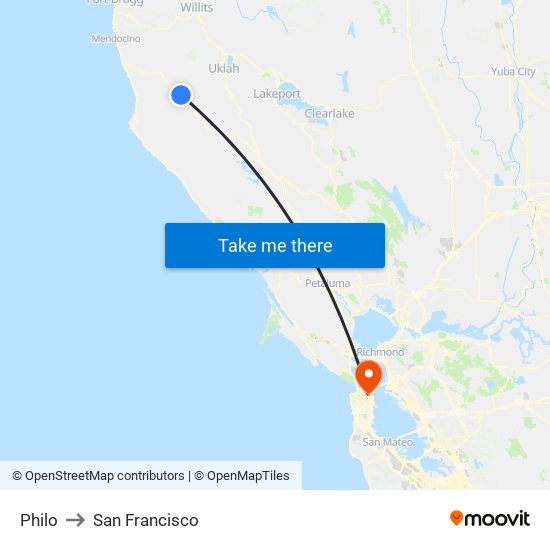 Philo to San Francisco map