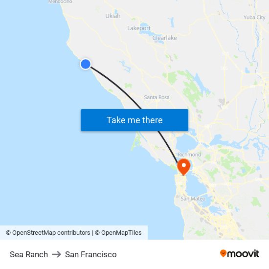 Sea Ranch to San Francisco map