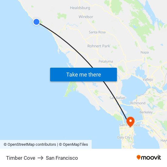 Timber Cove to San Francisco map