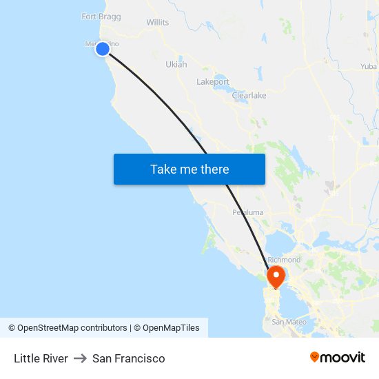 Little River to San Francisco map