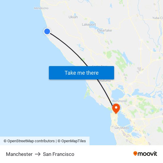 Manchester to San Francisco map