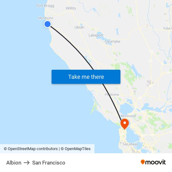 Albion to San Francisco map