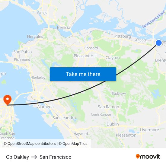 Cp Oakley to San Francisco map