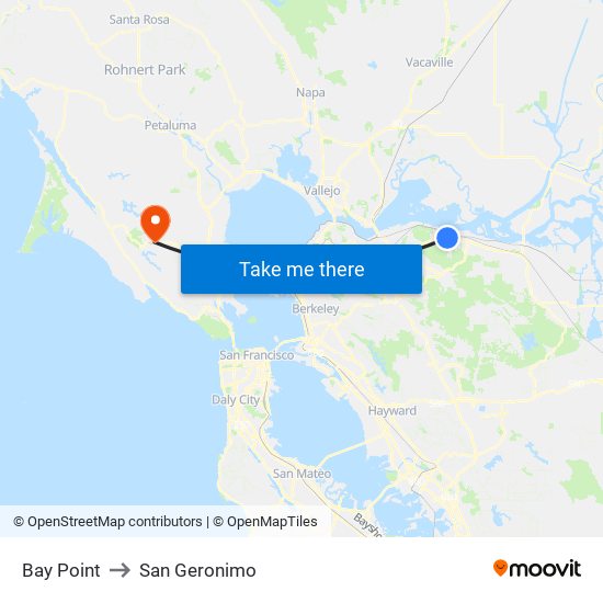 Bay Point to San Geronimo map