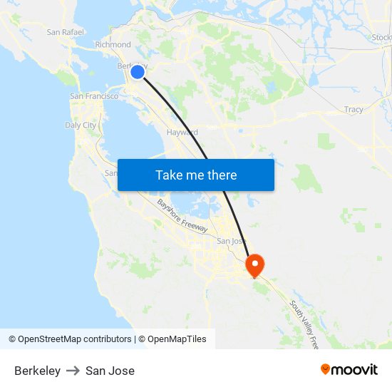 Berkeley to San Jose map