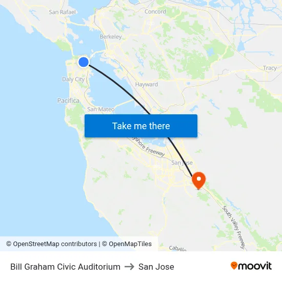 Bill Graham Civic Auditorium to San Jose map