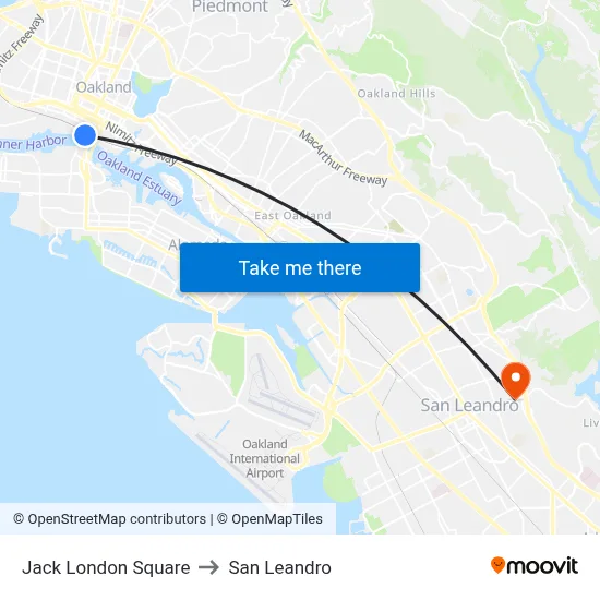 Jack London Square to San Leandro map