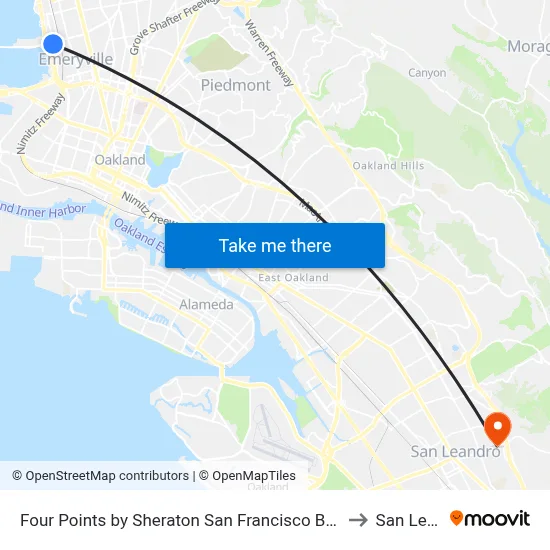 Four Points by Sheraton San Francisco Bay Bridge Emeryville to San Leandro map