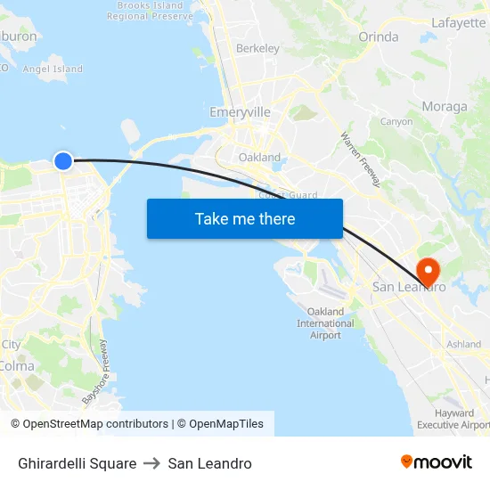 Ghirardelli Square to San Leandro map