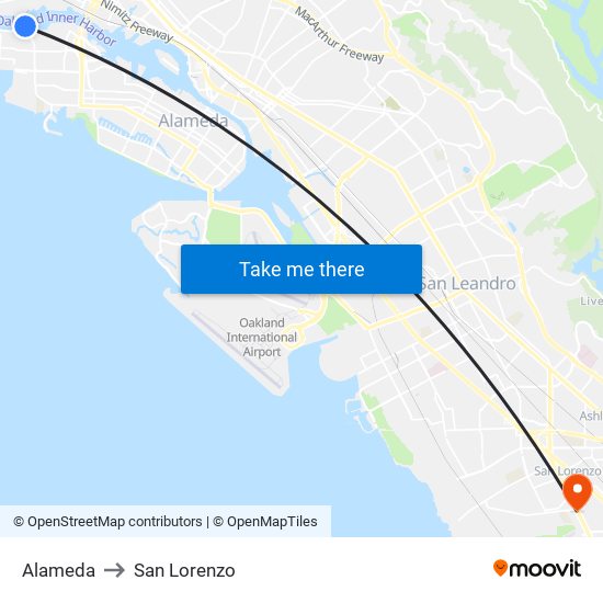 Alameda to San Lorenzo map