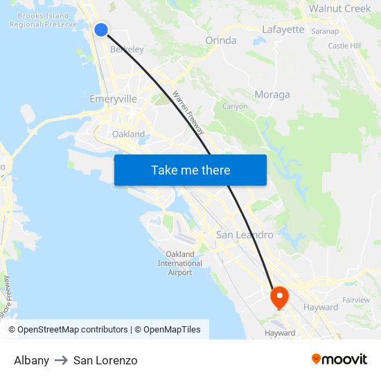 Albany to San Lorenzo map