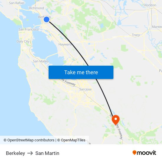 Berkeley to San Martin map