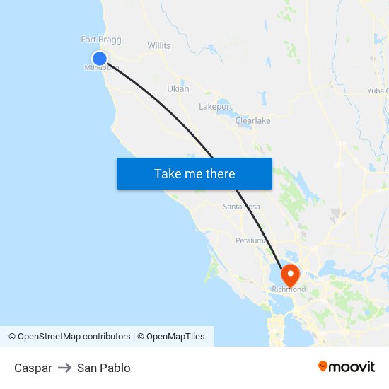 Caspar to San Pablo map