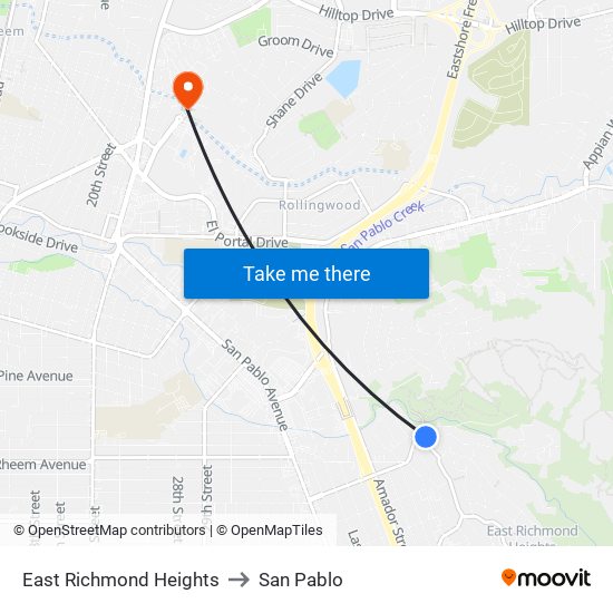 East Richmond Heights to San Pablo map