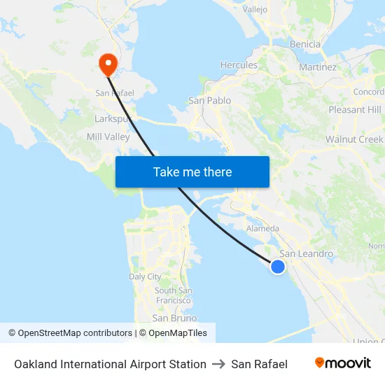 Oakland International Airport Station to San Rafael map