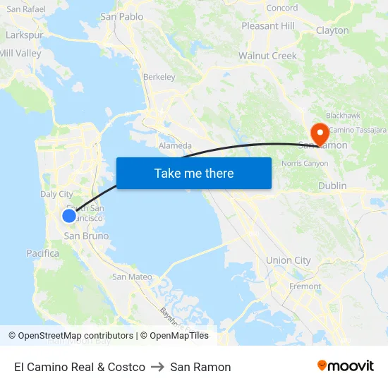 El Camino Real & Costco to San Ramon map