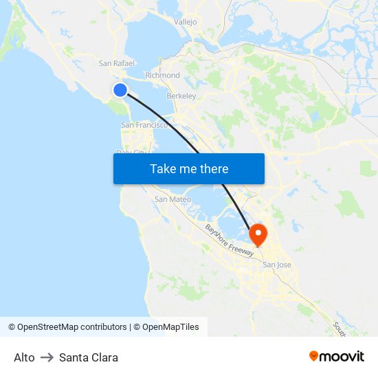 Alto to Santa Clara map