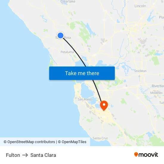 Fulton to Santa Clara map
