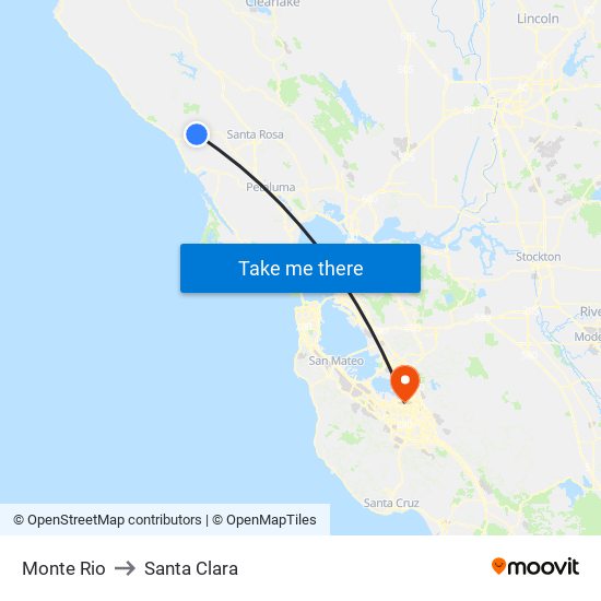 Monte Rio to Santa Clara map