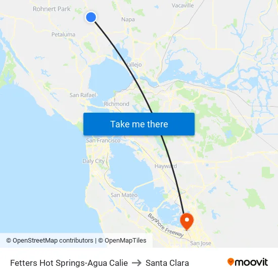 Fetters Hot Springs-Agua Calie to Santa Clara map