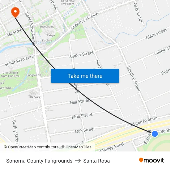Sonoma County Fairgrounds to Santa Rosa map
