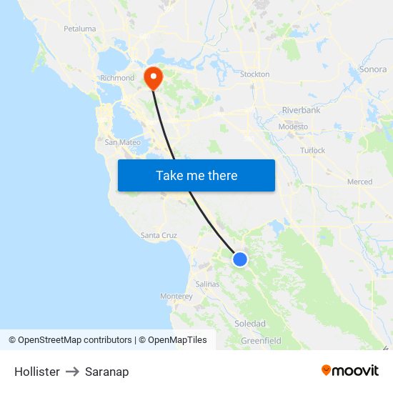 Hollister to Saranap map