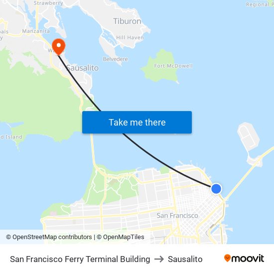 San Francisco Ferry Terminal Building to Sausalito map