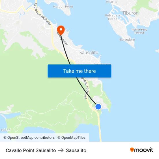 Cavallo Point Sausalito to Sausalito map