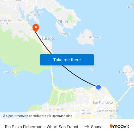Riu Plaza Fisherman s Wharf San Francisco to Sausalito map