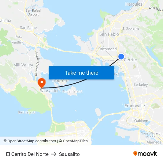 El Cerrito Del Norte to Sausalito map