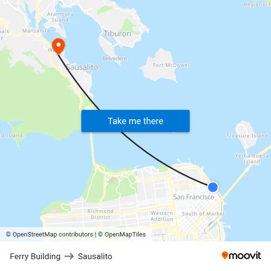 Ferry Building to Sausalito map