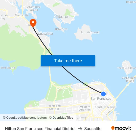 Hilton San Francisco Financial District to Sausalito map