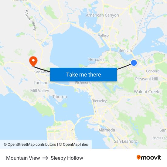 Mountain View to Sleepy Hollow map