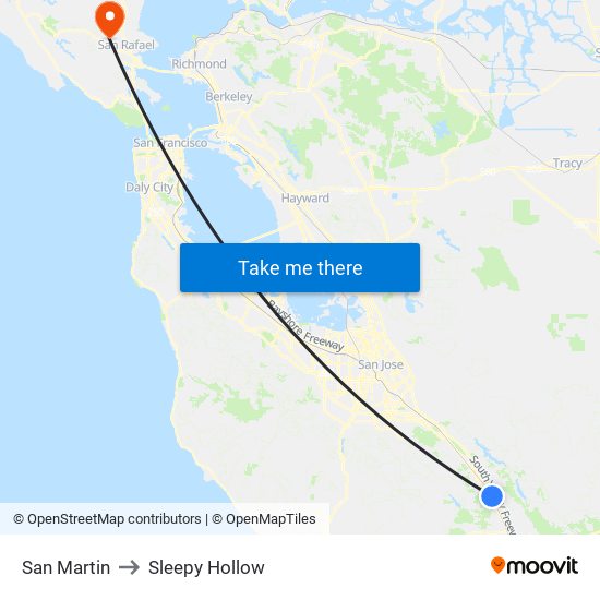 San Martin to Sleepy Hollow map