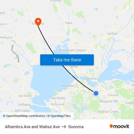 Alhambra Ave and Walnut Ave to Sonoma map